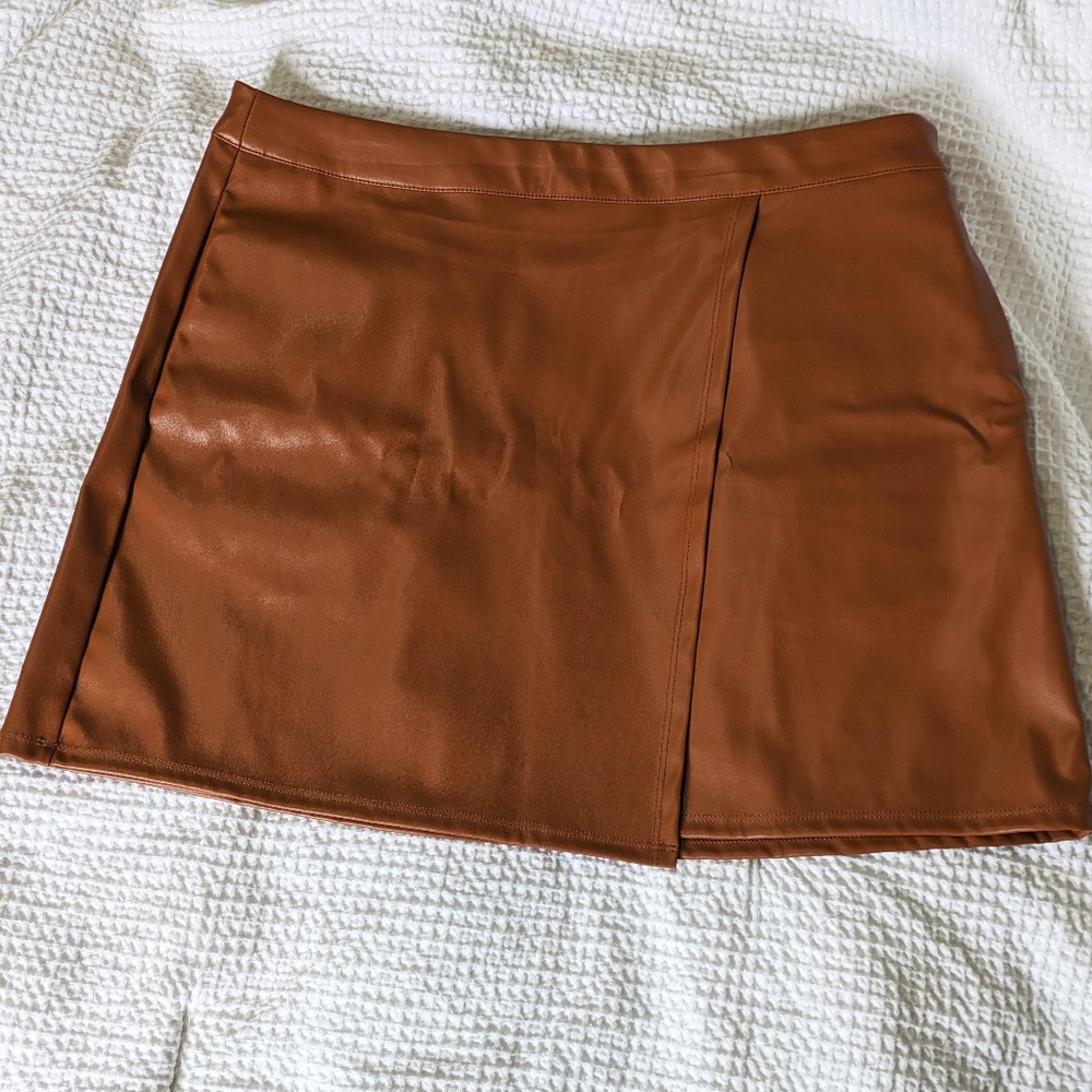 Leather Mini Wrap Skirt